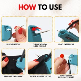 Easy Tag Stitching Gun for Clothes - Quick Sewing Gun for Clothing, Quilting & Hemming with Included Needle, 2,000 Black & White Fasteners, Stitchy, Fine Stitch for Fabric
