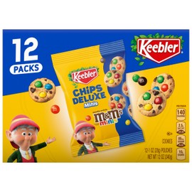 Keebler Chips Deluxe, Mini Cookies, Rainbow with M&M's Mini Chocolate Candies, 12 Oz. (Pack of 4)