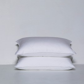 Cuddledown Dreamstead Premium Down Alternative Sleeping Pillow Set | Set of 2 | 300 Thread Count 100% Cotton Shell | Windowpane Weave | Hypoallergenic | Handcrafted | Queen (Set of 2)