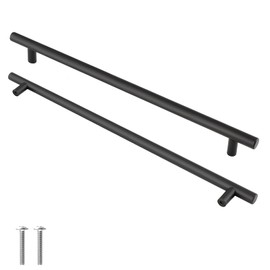 Cjueiom Matt Black 6 Pack Cupboard Handles - 160mm Hole Center, T Bar Stainless Steel Drawer & Wardrobe Door Pulls, 250mm Length - Kitchen & Bedroom Cabinet Handles