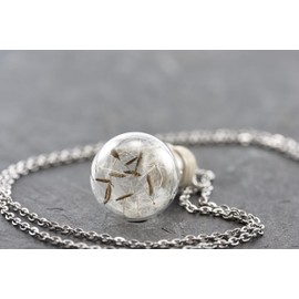 Mini Cork Necklace with Real Dandelion Design