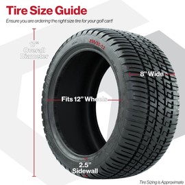 GTW Fusion 18 inch Golf Cart Street Tire | 205/50-10 | No Lift Required | Universal Fitment with 10 inch Wheels