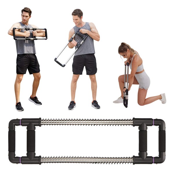 GoFitness Push Down Bar Machine - Chest Expander at Home Workout Equipment, Arm Exerciser Portable Spring Resistance Exercise Gym Kit for Home, Travel or Outdoors