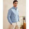Kallspin Men's Quarter-Zip Sweater Pure Cotton Mock Neck Knit Long