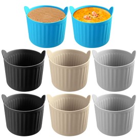 YINARONG 8 Pcs Air Fryer Baking Ramekins Premium Food-Grade Silicone Mold Cups Non-Stick Air Fryer Accessories Air Fryer Egg Molds for Eggs, Cupcakes, Muffins, Puddings, Tarts, Custards