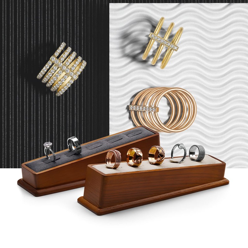 Oirlv Solid Wooden Ring Display Stand Elegant Ring Storage Holder