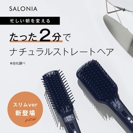  SALONIA Salonia Straight Heat Brush, Slim, Black, Compatible with Overseas Use, MAX210C, 50W, Ceramic Coding, Malfunction Prevention, Negative Ion