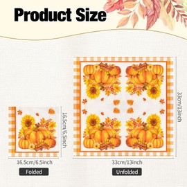 50Pcs Plaid Fall Cocktail Napkins, Thanksgiving Square Paper Dinner Napkins Disposable, Autumn Pumpkin Maple Leaf Luncheon Hand Towels for Picnic, Baby Shower, Birthday, Wedding, Harvest Party