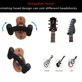Epochleno Guitar Wall Mount, Metal Guitar Holder, 2 Packs, Guitar Mount with Protective Sponge, Fits All Types of Headstock/Electric Guitars/Ukuleles/Banjo/Bass, Bronze