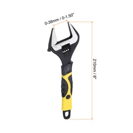 HARFINGTON Adjustable Wrench 8" CR-V Wrench Set Universal Spanner Wide Opening Jaw Phosphating for End and Plumbing Repairs, Black/Yellow