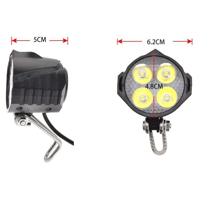 Ebike Headlight and Tail Light Sets, 24V to 48V Front