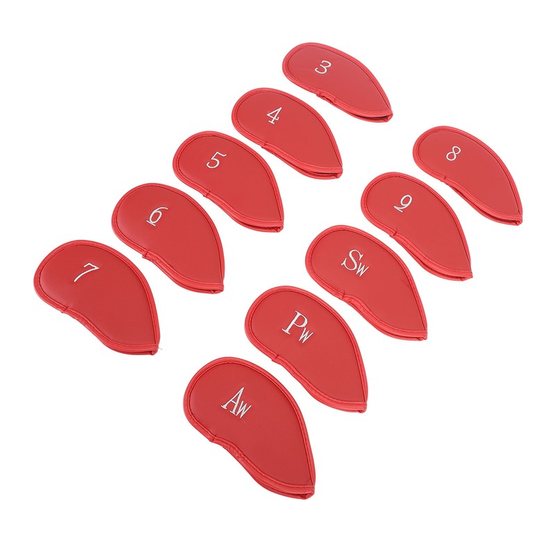 10PCS Golf Club Head Cover PU Leather Protective Abrasion Resistant