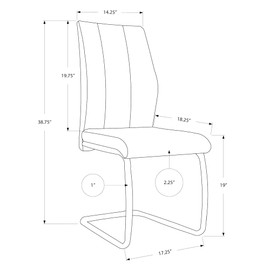 Monarch Specialties I CHAIR-2PCS / 39" H Fabric/Black Metal DINING CHAIR, GREY