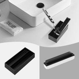 quskay Beard Cleaning and Holder Set Cleaning Tool, 1 Original sized Beard Cleaning and 1 Beard Cleaning Holder, Use Beard Trimmings for Men Bathroom Sink and Countertops Cleaning (A)