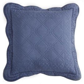 CHIXIN Classic Cotton Decorative Pillow - Euro Decorative with Ruffle - Cotton Filled - Smokey Blue - Size (16" x 16")