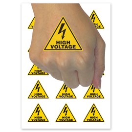 High Voltage Electricity Danger Shock Sign Temporary Tattoo Water Resistant Fake Body Art Set Collection - 15 2" Tattoos (1 Sheet)