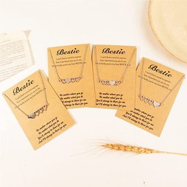 Sister Necklace for 2/3/4/5 Best Friend Friendship Heart Matching Necklaces Sister Gifts from Sister Soul Sister Gifts for Women Girls Birthday Christmas Gifts (4pcs)