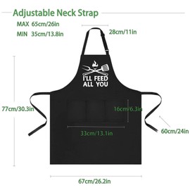 Dinghaole BBQ Apron for Men, BBQ Apron Cotton Funny Kitchen Apron, Cooking Apron Men, Gift for Dad, Dad for Birthday, Christmas, black