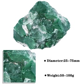 Nupuyai Nupuyai Natural Green Fluorite Crystal Cluster, Irregular Rough Fluorite Crystal Stone Specimen Crystal Collection Raw Green Stone Feng Shui Decoration, 50-100g