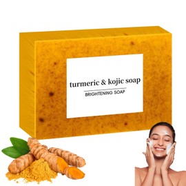 Turmeric Soap Bar, Kojic Acid Soap for Face & Body, Handmade Turmeric Soap Bar for Dark Spots, Smooth Skin, Reduces Acne, Pores Shrink, Fades Scars (100g)