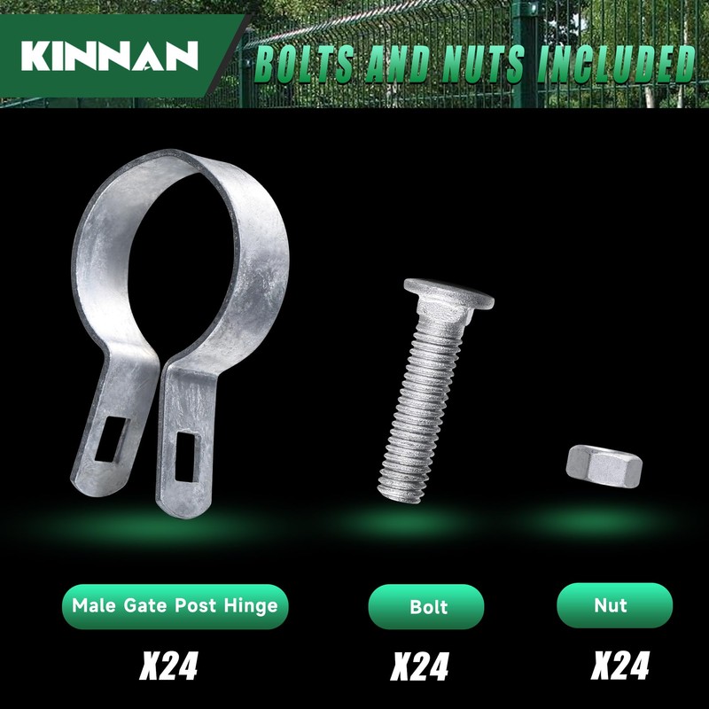 KINNAN 24 Pack 2-3/8'' Galvanized Steel Chain Link Tension Bands