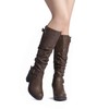 DREAM PAIRS Women's Black Chunky Heel Knee High Boots Side