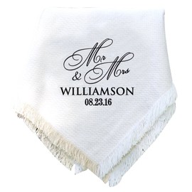 GiftsForYouNow Embroidered Mr. & Mrs. Wedding Afghan
