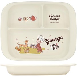 SKATER XP7AG-A Baby Tableware Lunch Plate for Kids, Antibacterial, Plastic, 16.5 fl oz (470 ml), Curious George
