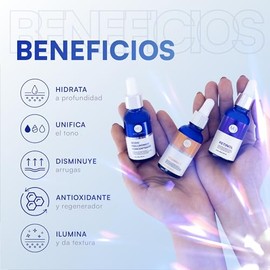MIST JEWEL Kit sueros faciales Acido Hialurnico, Retinol y Vitamina C  E  Conjunto de serums completo para rejuvenecer, proteger y cuidar el cutis... 