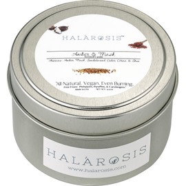 Halarosis Soy Candles - Cotton Wick Candles for Home Scented - Long Burning Candles - Burns Up to 25 Hours - Gift for Birthday & Special Events (Amber & Musk 3.5 oz)