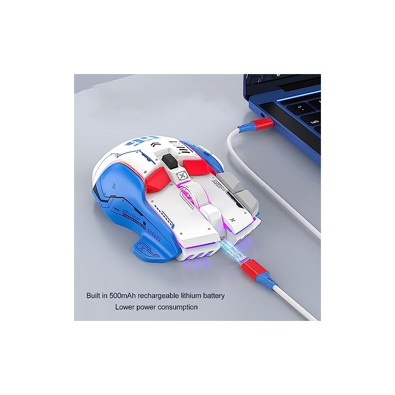 Goshyda Ratón Inalámbrico para Juegos, 2.4GCableBluetooth 3 Modos, 4000 dpi,