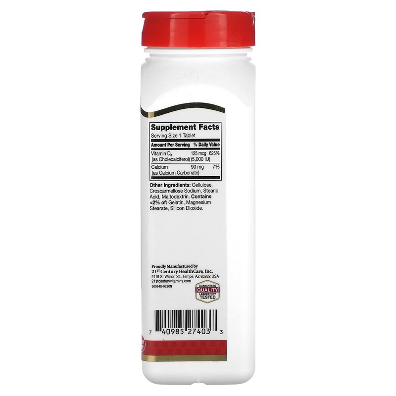 21st Century D3 5000 IU Tablets, 360 Count (Pack of