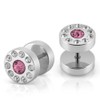 Soul-Cats Fake Plug Stud Earrings with Zirconia Rhinestones Purple Pink
