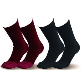 Ciel Socks That Stay Warm To Your Fingertips, Value 2 Pairs Set, Warm, Far Infrared Processing, Ceramic Stretch Bunion Protection, Health 5 Toe Socks, Engine + Black