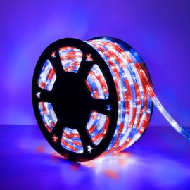 200ft LED Rope Lights Outdoor, 1440 LED Flexible Tube Lights with 8 Modes, Waterproof LED Rope Lighting for Independence Flag Day, Memorial Day, National Day, Outdoor,Indoor Decor (Red & White & Blue)