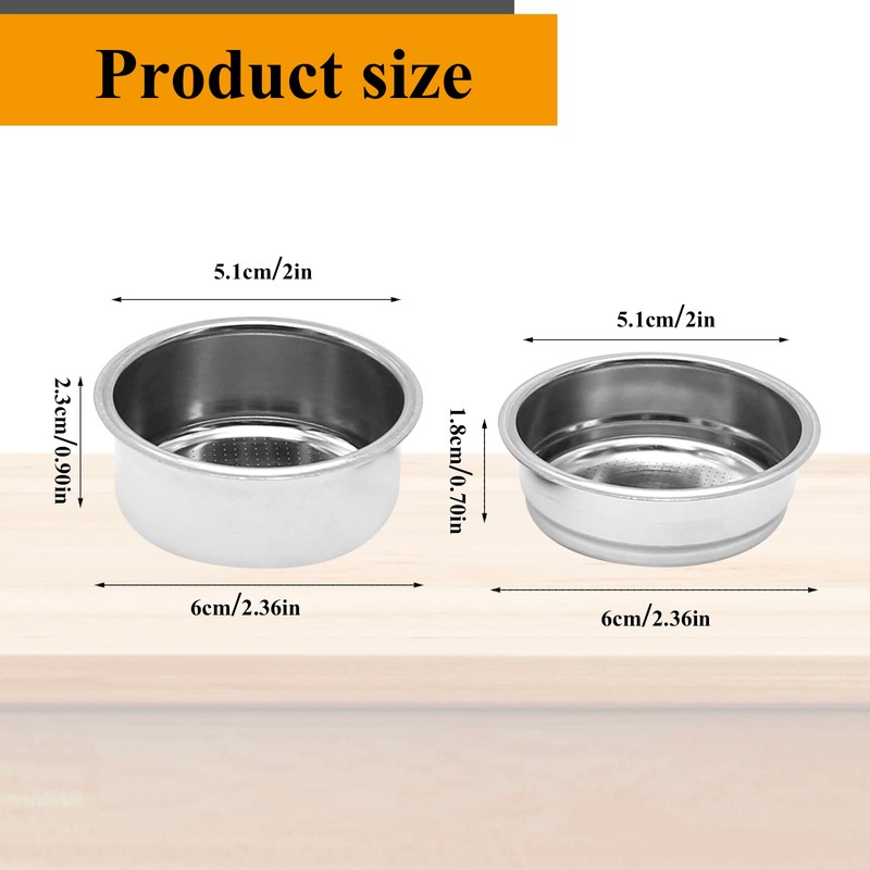 Zreneyfex 2 Pack 51 mm Single and Double Espresso Filter