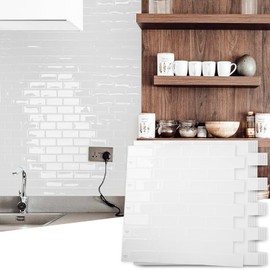 Art3d 10-Sheet Peel and Stick Backsplash Tile for Kitchen - 12”×12” Stick on Wall Tile for Kitchen Bathroom Countertop Living Room, White Washed