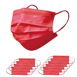 SWINGPLUS Non-Woven Mask, Color Mask, Made in Japan, Pack of 10, Individual Packaging, Regular Size, Disposable (Red)