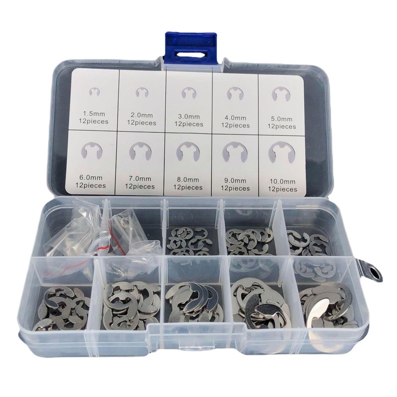 120PCS Retaining Rings 304 Stainless Steel 10 Sizes E Clip