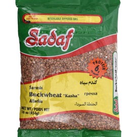 Sadaf Toasted Buckwheat Kasha - Whole Buckwheat Groats for Cooking and Food Flavoring - 100% Pure Buckwheat Grain - Middle Eastern Cuisine - 16 Oz Reseable Bag