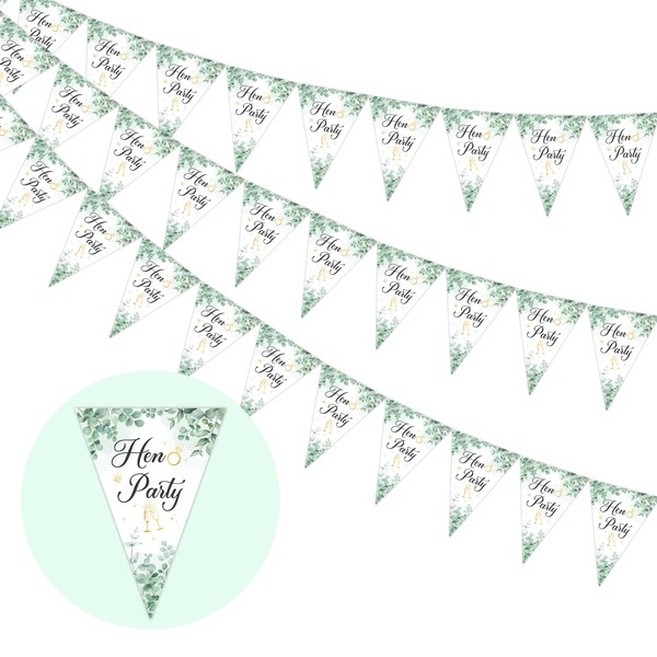 Fangleland 3 Pack Hen Party Bunting Banner Sage Green, Hen