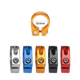 sourcing map 2pcs Bike Seat Post Clamp 28.6mm Clip Aluminum Alloy Bicycle Locking Seat Post Ring with M4 Hex Screw for 25.4mm Bicycle Mountain Road Bike Tube, Gold