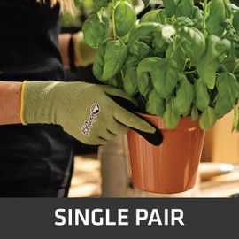 Lakeland Active 1 Pair Parton Gardening Work Gloves With Natural Bamboo Fibre - Green - Large