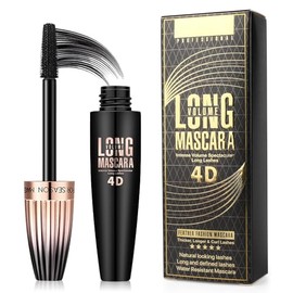 4D Silk Fiber Lash Mascara, Waterproof Long Lasting Mascara Black Volume and Length Natural, Exquisitely Full, Lengthening Thickening Softer Fuller La