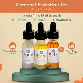 Healing Happy Method - Skin Care Set | 15ml Cleanser, Toner, and Moisturizer | Skincare Set, Rejuvenates Skin, Deeply Nourishes & Revitalizes | Beauty Gift Sets, Face Care Set for Women