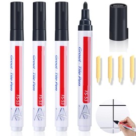 Grout Pen, 4 Pieces Grout Restoration Pen, Joint Repair Pen, Repair Marker Joint Pen, Repair Marker Joint Filler Pen for Bathroom, Kitchen, Porch, Patio (Black)