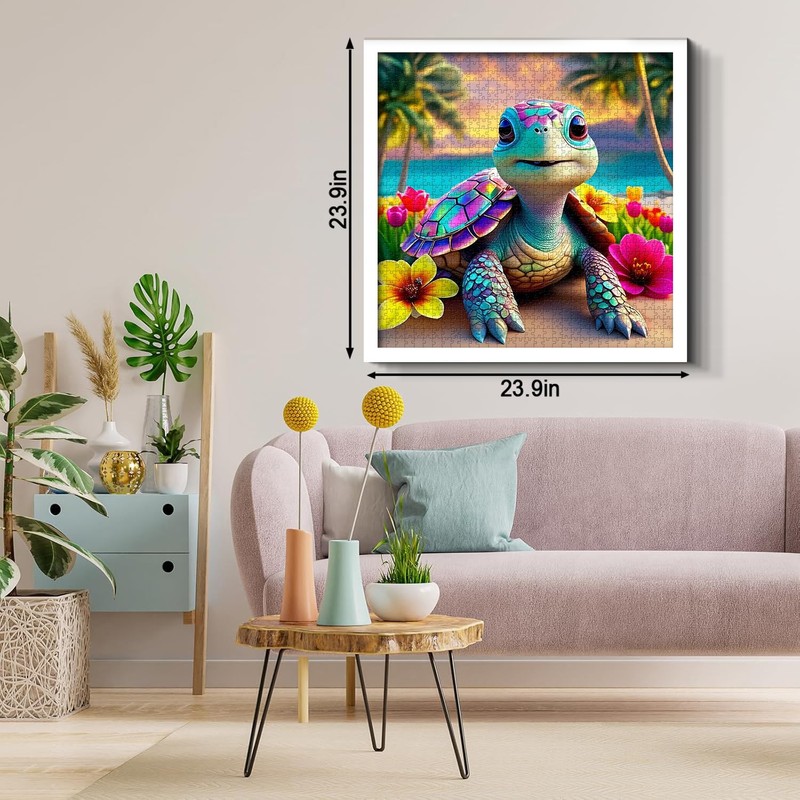 Rainbow Turtle Puzzles for Adults 1000 Pieces, PICKFORU Summer Turtle