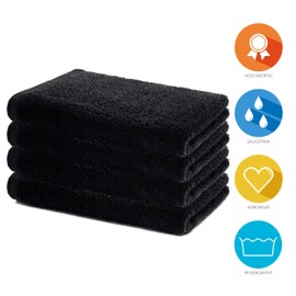 Lavea 4er Set Handtücher 40x70 cm - Weiche & saugstarke Gästetücher aus 100% Baumwolle – Oeko-TEX 100 Zertifiziert – Waschbar bei 60 Grad – Ideal für Bad, Gäste-WC, Sport & Fitness - Schwarz