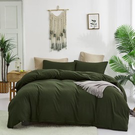 Houseri Olive Green Comforter Set Queen Army Green Bedding Queen Size Dark Green Comforter Sets for Men Women Teens Farmhouse Hunter Green Bedding Quilt Blanket Blackish Green Bed Comforters Queen