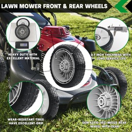 CheeMuii HRR216 Lawn Mower Front Wheels Kit 2 Pcs Front Wheels 44710-VL0-L02ZB Replace for Honda HRR216 HRS216 HRT216 Walk-behind Lawn Mower